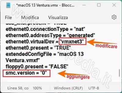 installare macos ventura pc windows vmware 058