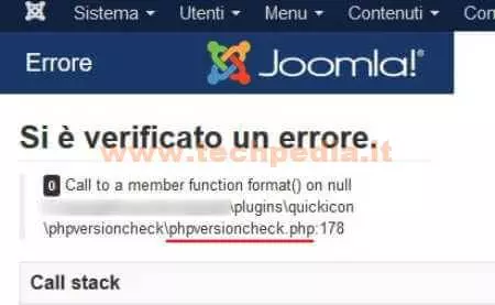 errore joomla call to a member function format 028