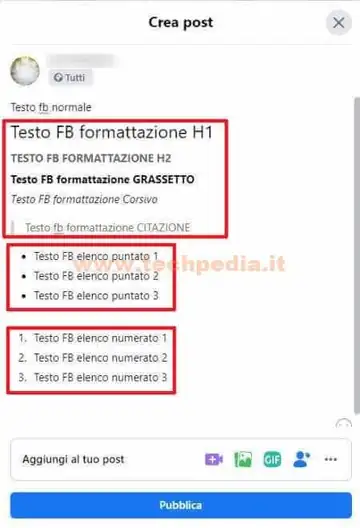 facebook formattazione testo 013