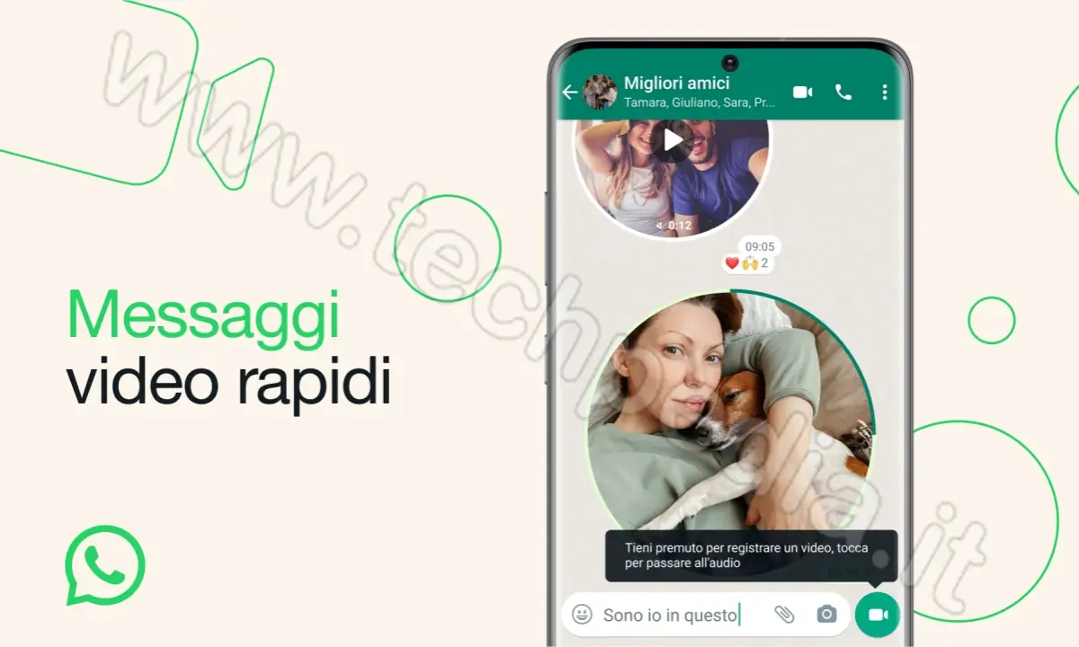 WhatsApp videomessaggi istantanei