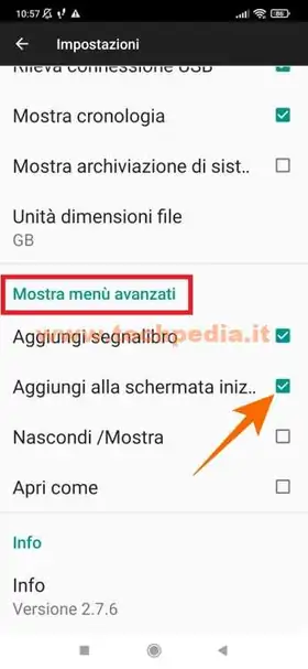 android collegamento file su home 037