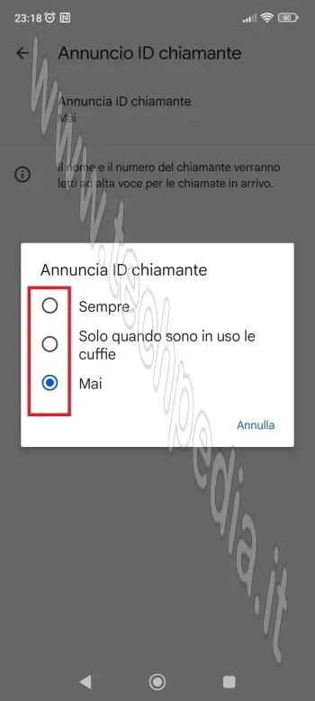 annunciatore chi chiama 116