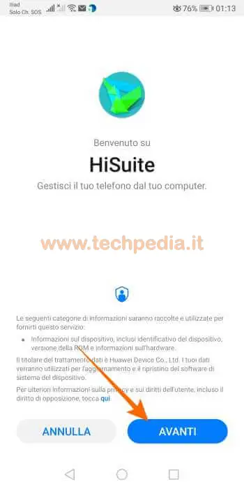 collegare huawei computer hisuite 128