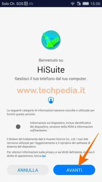 collegare huawei computer hisuite 128