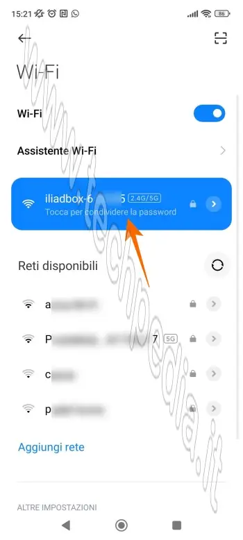 conoscere password wifi connesso 013
