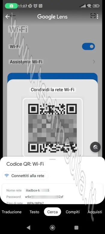 conoscere password wifi connesso 034