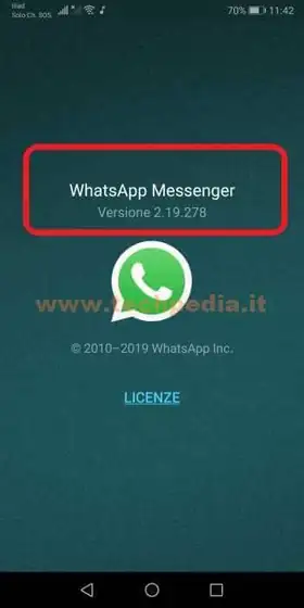 conoscere versione whatsapp 016