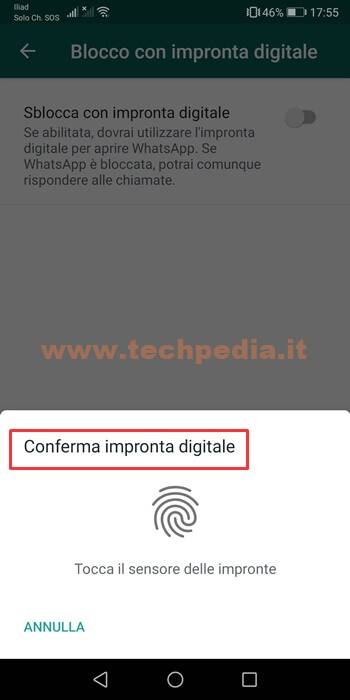 Privacy Whatsapp Impronta Digitale 022
