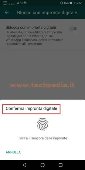 privacy whatsapp impronta digitale 022