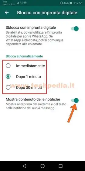 privacy whatsapp impronta digitale 025