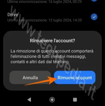 scollegare account google android 016