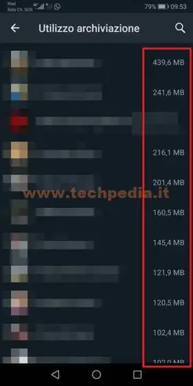 whatsapp pulizia memoria selettiva 019