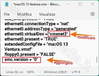 installare macos ventura pc windows vmware 058
