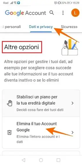 eliminare account google 061
