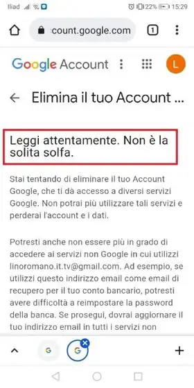 eliminare account google 067