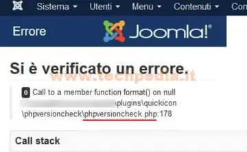 errore joomla call to a member function format 028