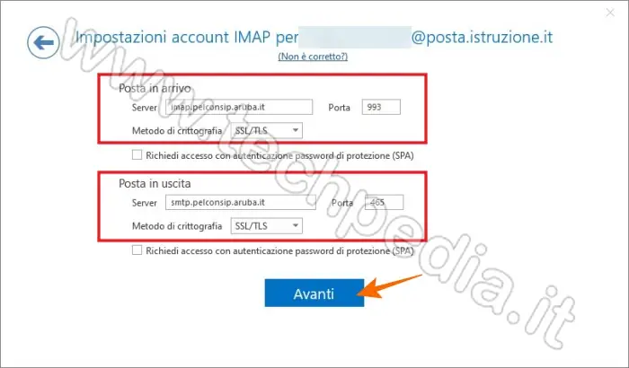 posta istruzione configurazione pc telefono 037