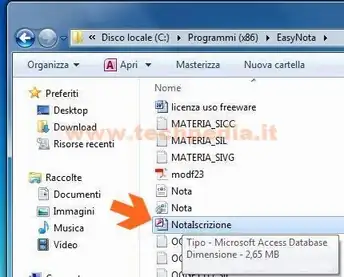 salvare dati easy nota 016