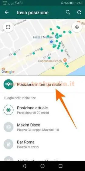 spostamenti tempo reale whatsapp 010