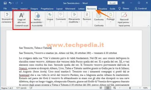 word legge alta voce documento 013