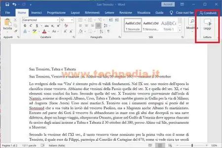 word legge alta voce documento 052
