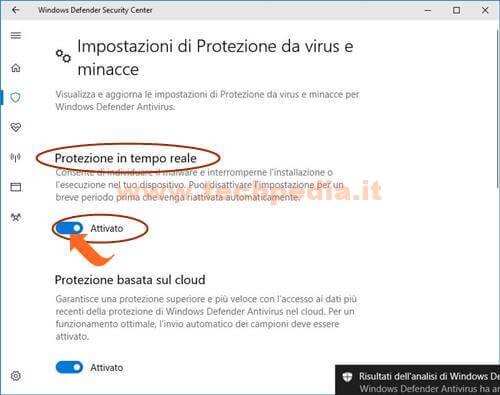 Defender Disattivare Protezione Windows 10 013