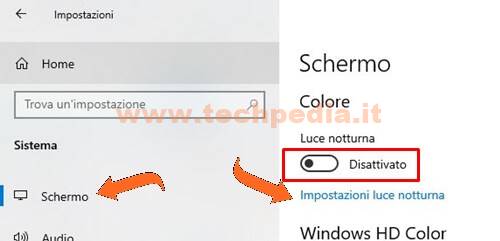 Luce Notturna Windows 10 Protezione Occhi 010