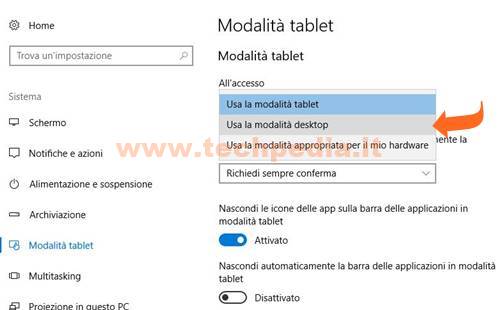 Ripristinare Modalita Desktop Windows 10 022