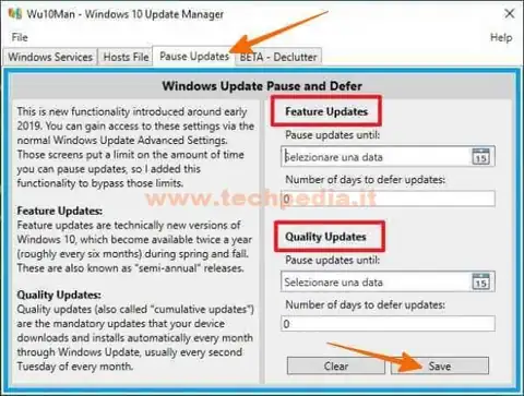 bloccare aggiornamenti windows10 wu10man 025