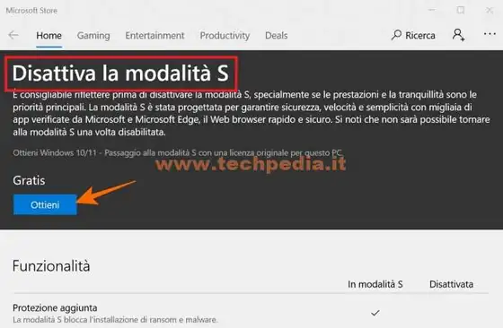 disattivare modalita s windows 10 025