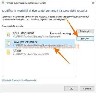 eliminare raccolta windows 10 013