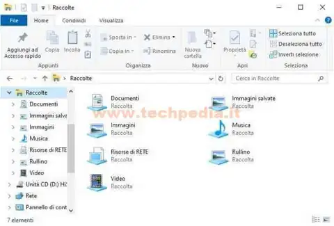 eliminare raccolta windows 10 022