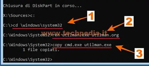 resettare password dimenticata windows 10 utilman 043