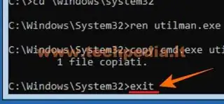 resettare password dimenticata windows 10 utilman 046
