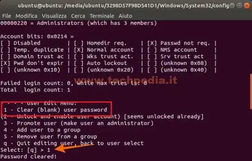 resettare password dimenticata windows10 052