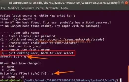 resettare password dimenticata windows10 055