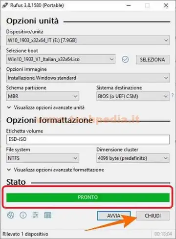 rufus per creare pendrive installazione windows 10 031