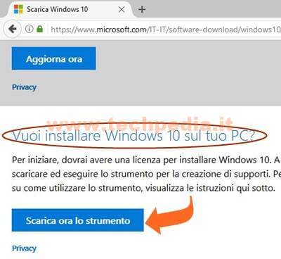 Scaricare Windows 10 Microsoft Creation Tool 001