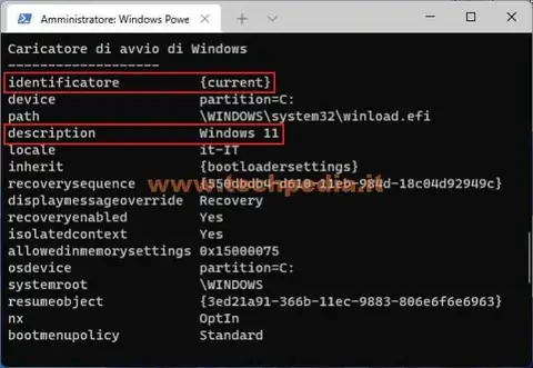 cambiare nome boot list windows 11 022