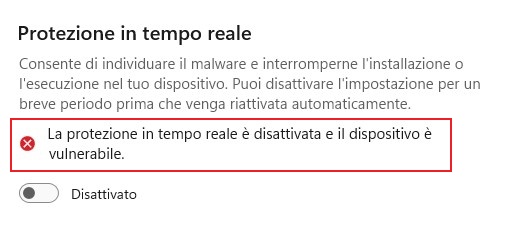 disattivare sicurezza windows defender 031