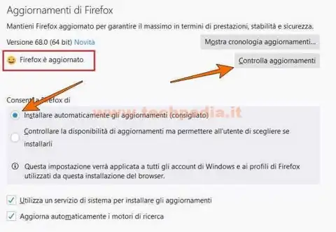 aggiornare firefox 009