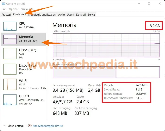 banchi memoria RAM liberi windows 043