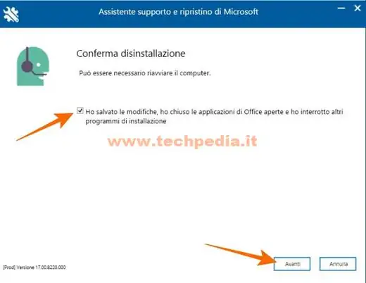 disinstallazione office tool rimozione 031