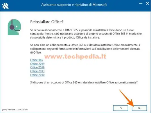 disinstallazione office tool rimozione 037