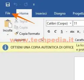 rimuovere messaggio copia autentica office 022