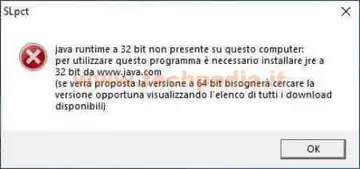 slpct errore java runtime 32 bit 007